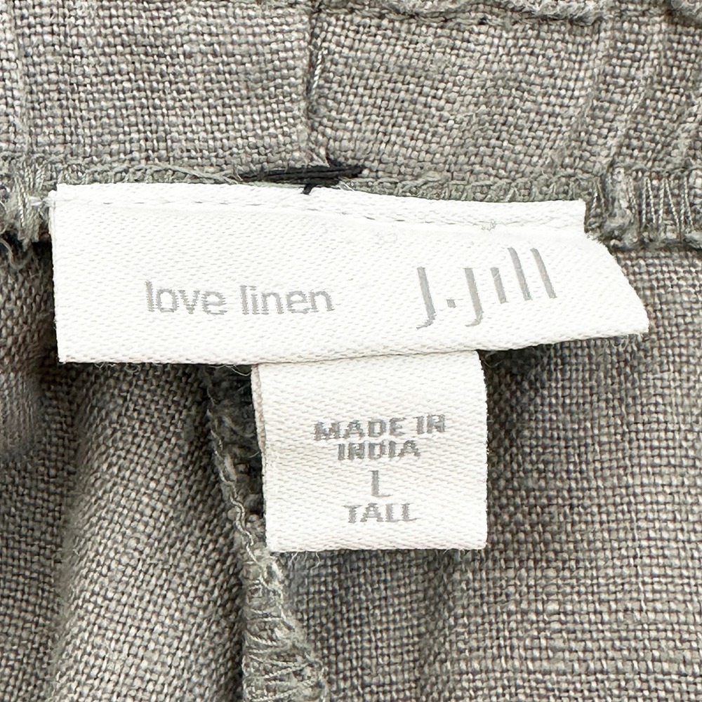 J. JILL 100% Linen Wide Leg Pull On Pants • Large Tall • gray • coastal chic - Picture 4 of 7